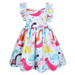 2019 Baby Girls dinosaur Dress Summer Children Princess Dress Animal Pattern Christmas Costume for Kids Hollow backless Dresses