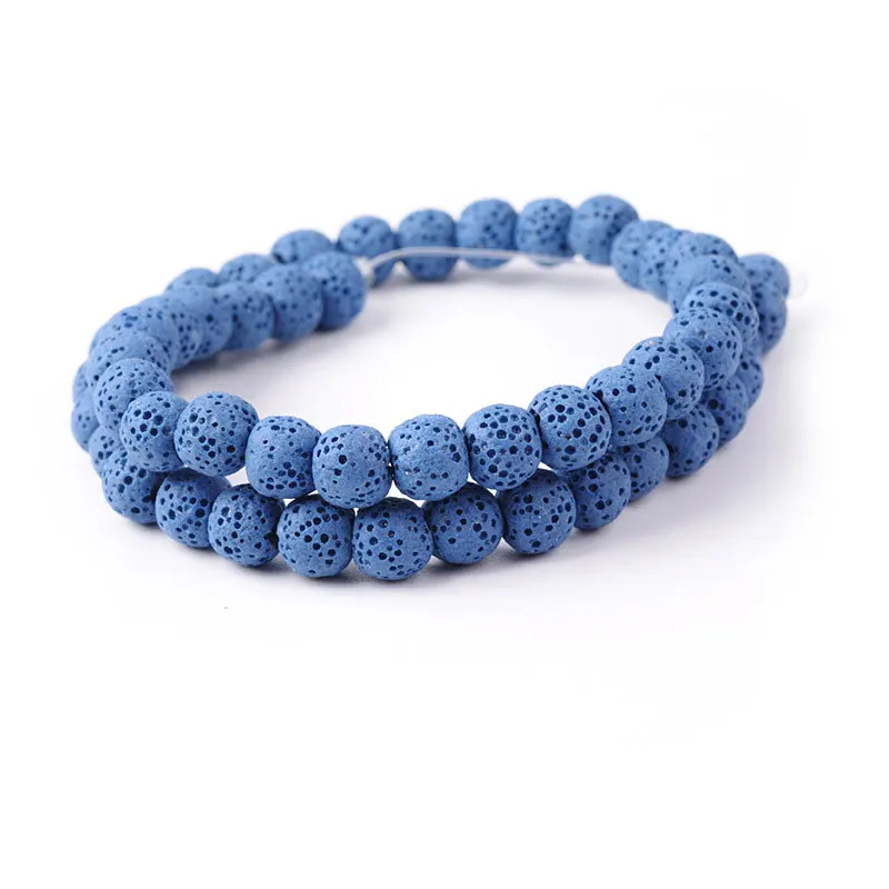 

6-16mm Natural Round Blue Lava Rock Stone Beads For Jewelry Making Beads Bracelets 15'' Needlework DIY Beads Trinket Necklace