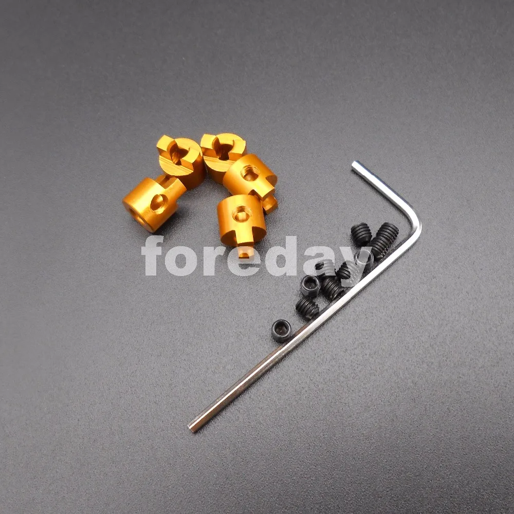 10PCS 3MM Aluminum Propeller shaft Connector rowlock Crutch Model ship Boat Golden HQ Inner dia. 3mm Outer:7mm lot=10pc*FD457X10