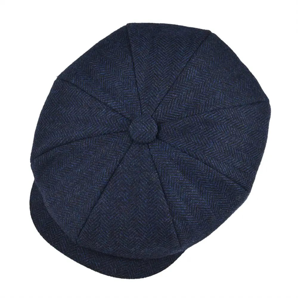 BOTVELA Wool Tweed Newsboy Cap Herringbone Men Women Gatsby Retro Hat 8 Panel Driver Flat Cap Black Brown Green Navy Blue Coffee