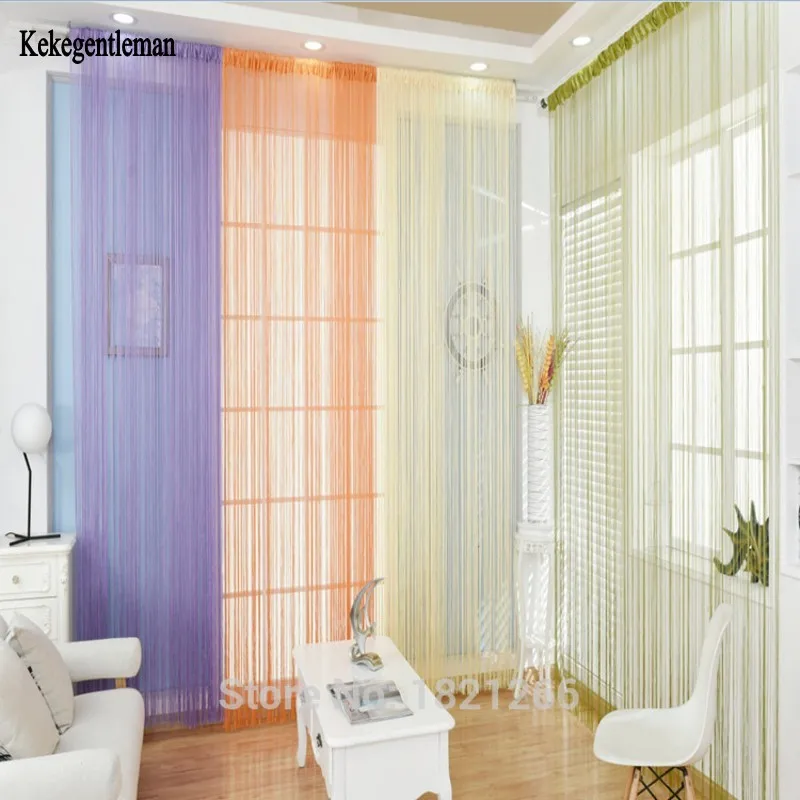 Solid Color Decorative String Curtain 100*200CM&300*300CM Black White Classic Line Curtain Window Blind Valance Room Divider