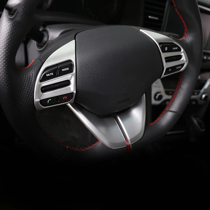 

ABS Chrome For Hyundai Elantra 2016 2017 2018 2019 car accessories Car Steering wheel Button frame Cover Trim Car Sticker 2pcs