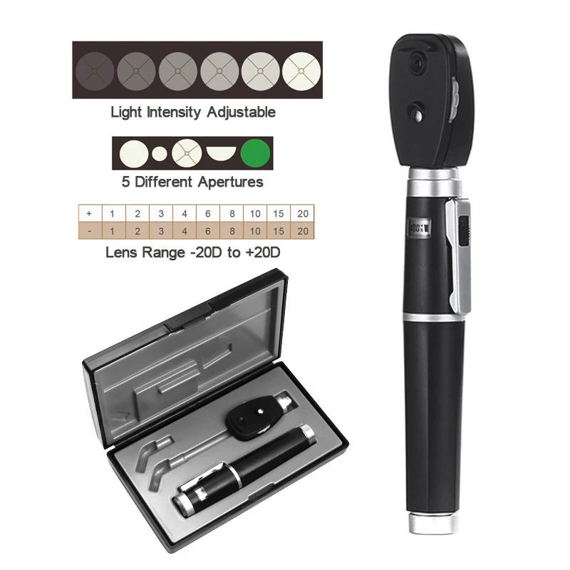 LED Light Adjustable Professional Medical Oftalmoscopio Eye Diagnostic Kit Opthalmic Direct Portable Ophthalmoscope Set for Eye