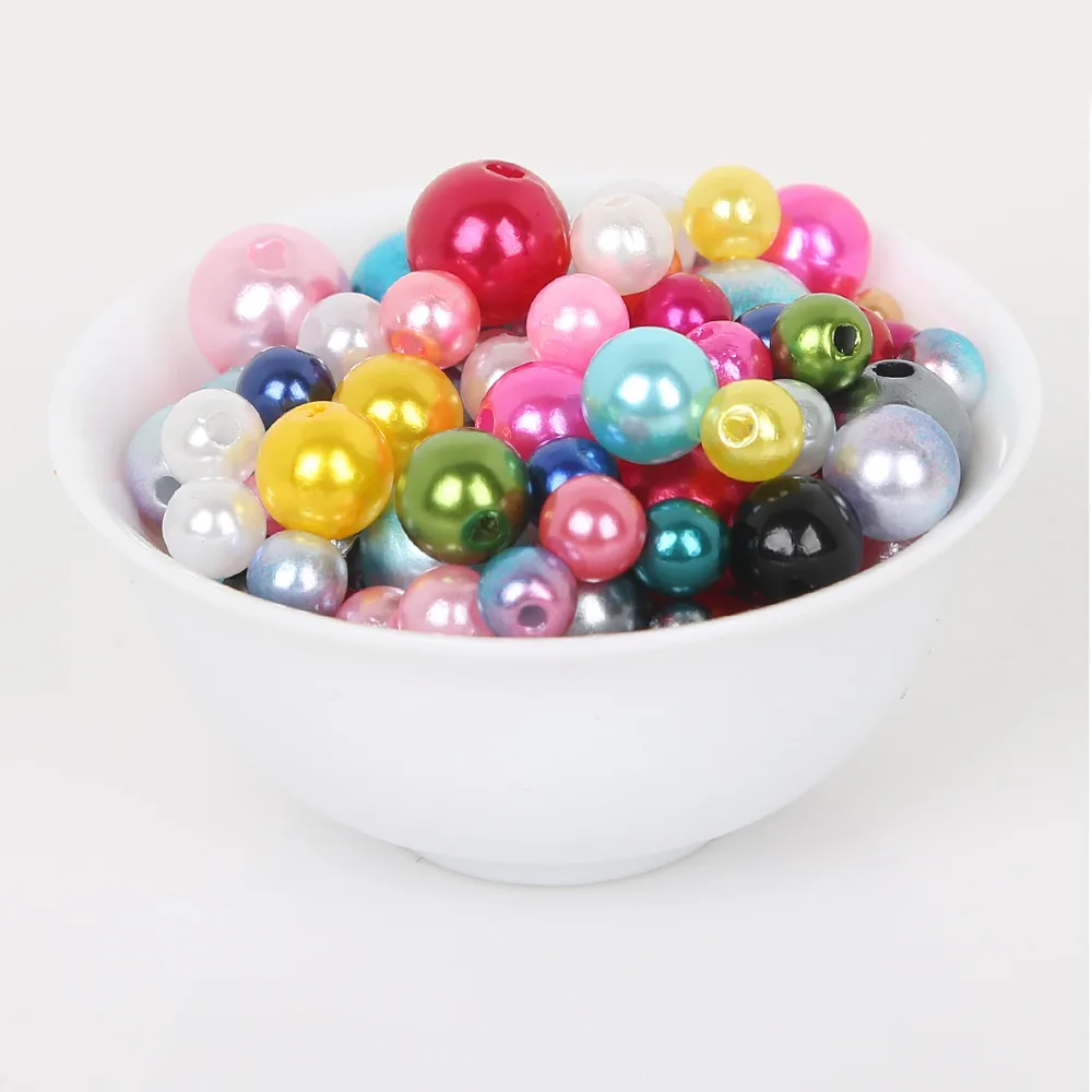 350pcs/bag With Hole ABS Imitation Pearl Beads 4/6/8/10MM Round Plastic Acrylic Spacer Bead for DIY Jewelry Making Findings