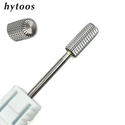 HYTOOS Two-way Tungsten Carbide Nail Drill Bit Barrel Cuticle Burr Bits For Manicure Electric Drill Accessories Gel Removal Tool