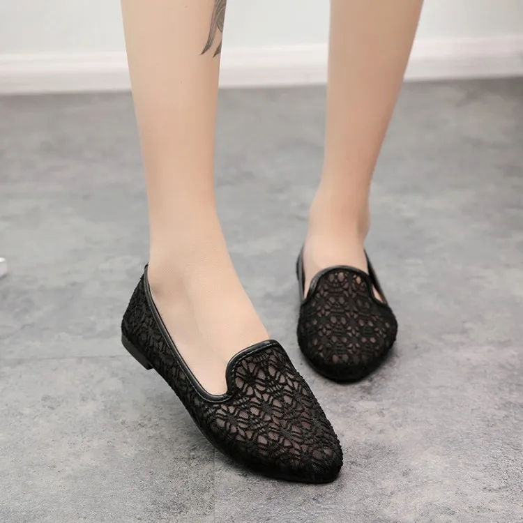 Hot Summer Women Shoes Fashion Solid Breathable Lovers casual Shoes Loafers Woman Flats Plus Size 35-46 Slip-on Network Shoes