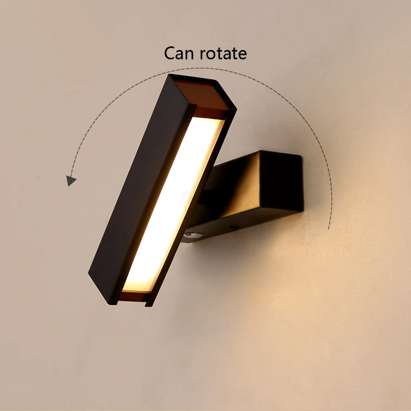 

Nordic Bedroom Bedside Wall Lamp Office Study led Wall Lamp Modern Bathroom Mirror Light Black Rotatable led Reading Wall Light