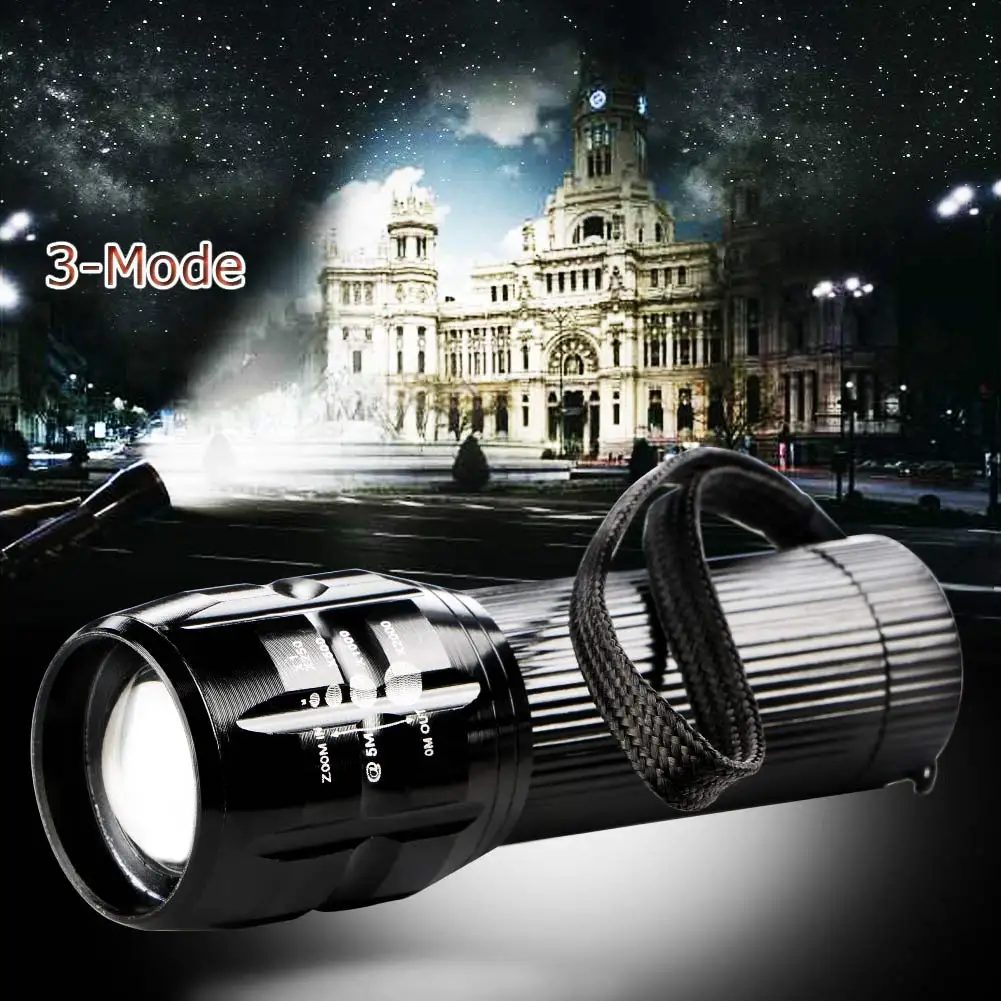 2000 Lumen LED Flashlight Torch Zoomable Handheld Flashlights Zoom Super Bright Lamp Light LED Flashlight 3 Modes