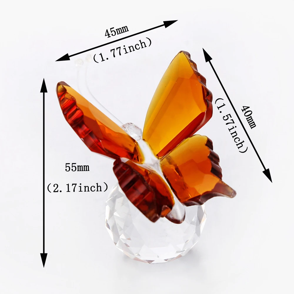 Elegant Butterfly Crystal Glass Animal Figurines, Paperweight Art Craft, Table Ornament, Home Wedding Decor, Xmas Gift for Kids,