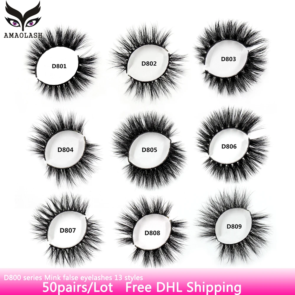 

AMAOLASH 50 Pairs Eyelashes Mink Lashes Cross Thick Long Lasting Mink Eyelash Extension Handmade Natural False Lashes Free DHL