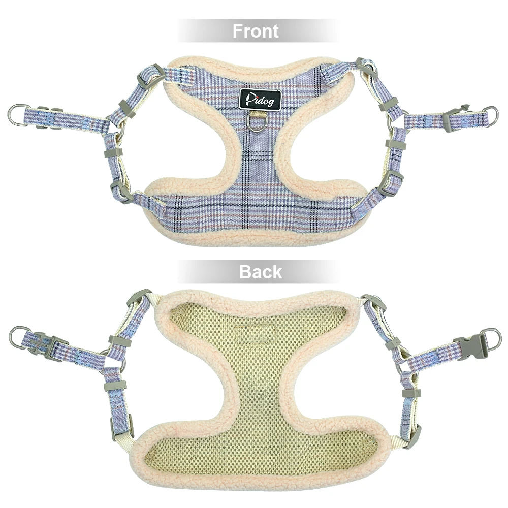 Classic Plaid Dog Harness For Small Dogs Mesh Nylon Pet Harness and Leash Set Chihuahua Pug Vest Walking Rope With Treat Bag