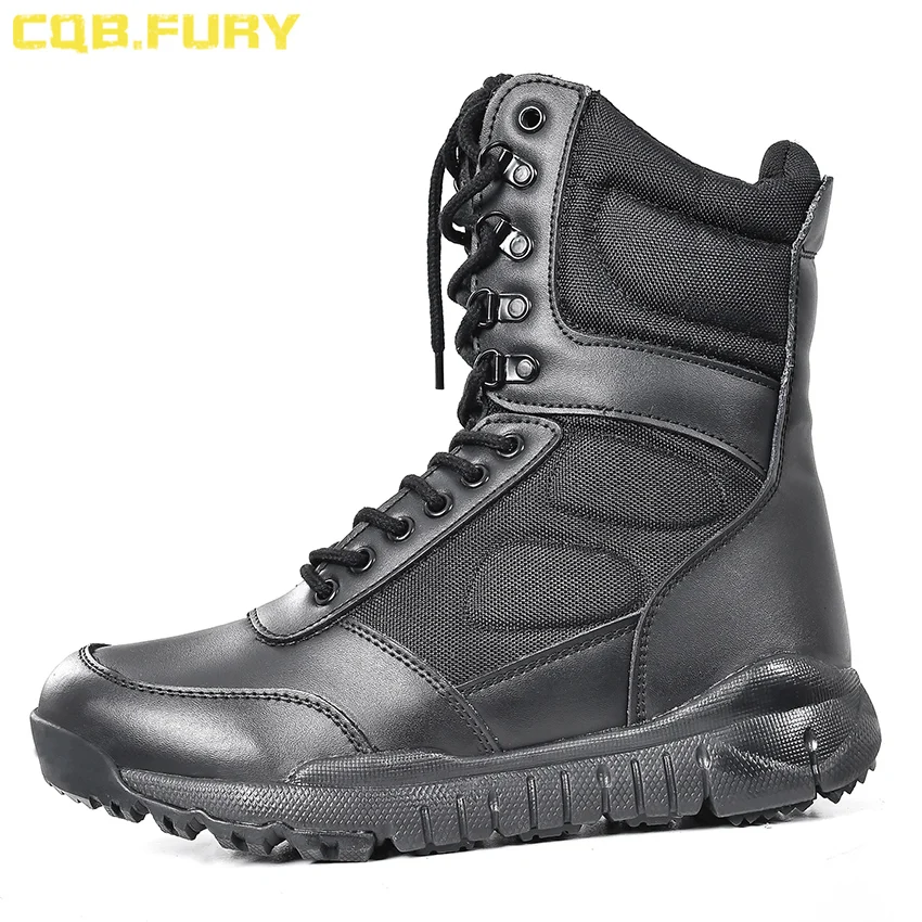 

Light Style Black Leather Tactical Wearable Side Zipper Breathable Training Hiking Boots