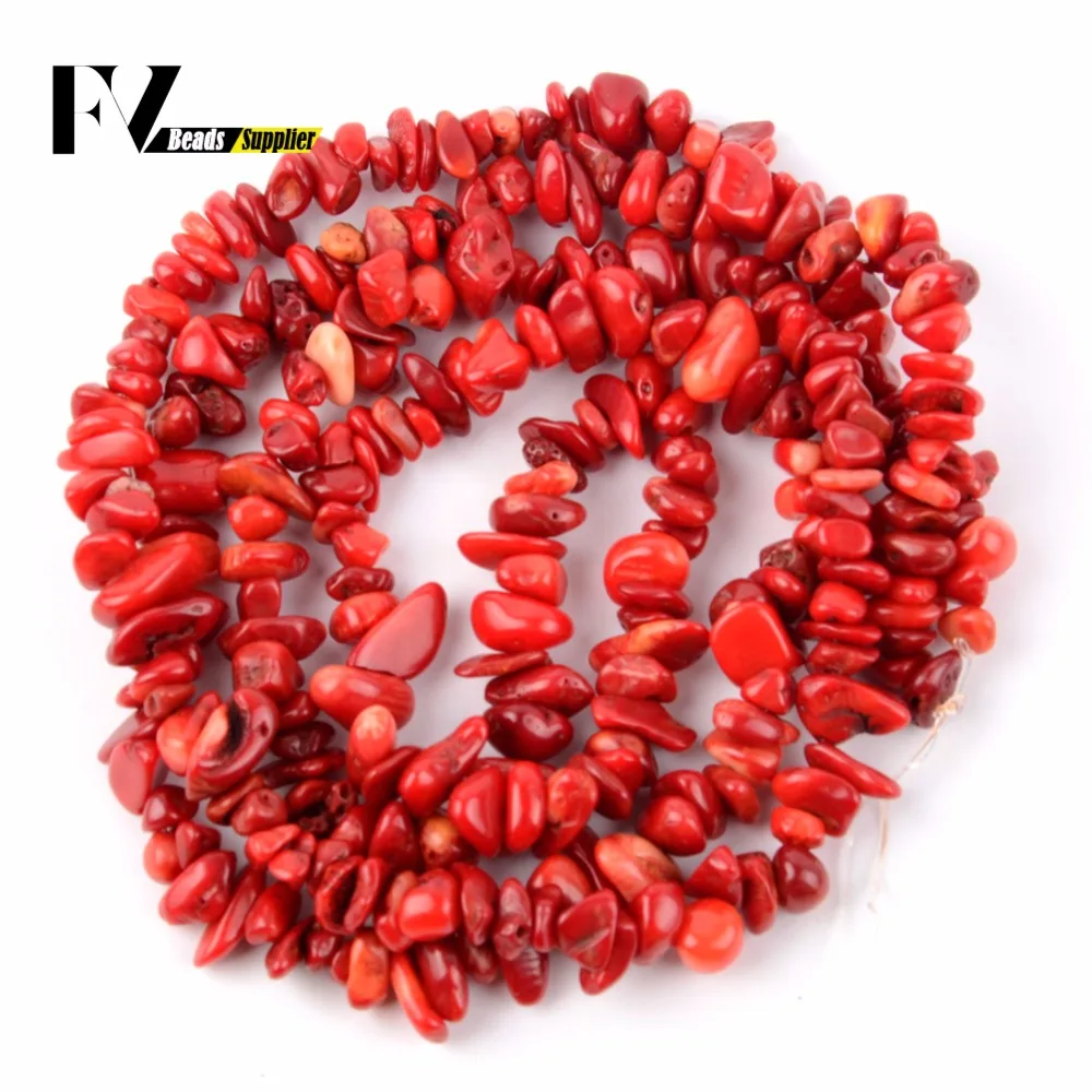 5mm-8mm Natural Red Coral Chips Stone Beads for Needlework Irregular Gravel Beads Accessories For Jewelry Making Bracelet 15inch