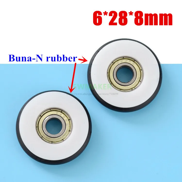 6*28*8mm Buna-N rubber O rubber ring rubber rubber roller, mute elasticity, 696 bearing pulley for blackboard / fishing / tackle