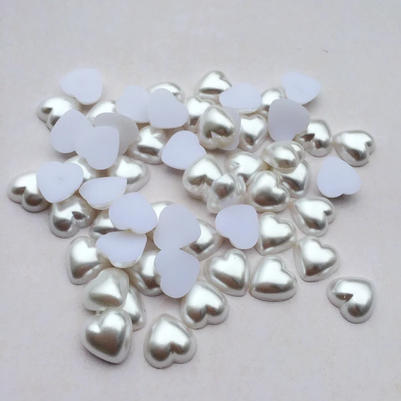 DIY 12mm 60PCS/lot  white Half heart pearl  Nail art decals Jewelry wedding decoration