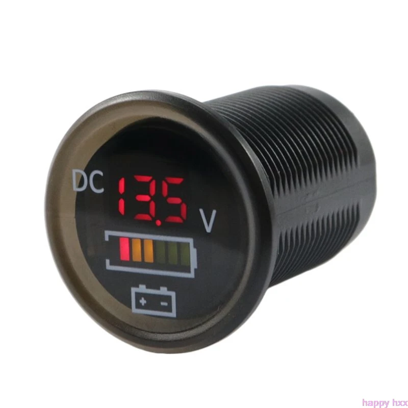 New DC 12V/24V Car Boat Voltmeter Battery Monitor IP67 Waterproof LED Voltage Gauge