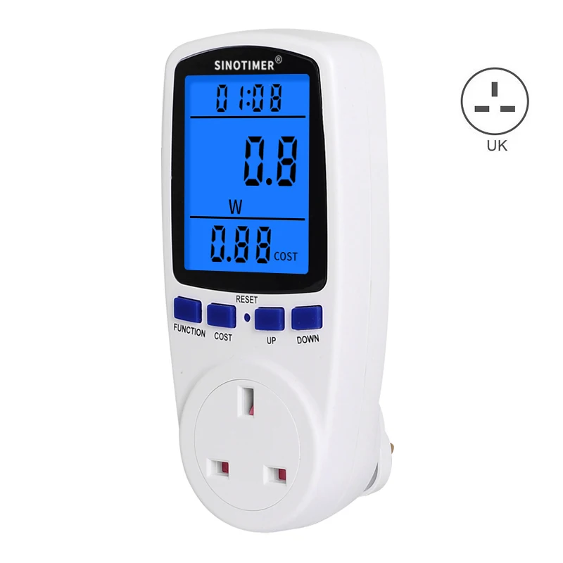 EU US UK BR AU FR Plug Backlight Wattmeter Electricity Power Meter Consumption KWh Watt Energy Meters 220V 110V AC Outlet Socket