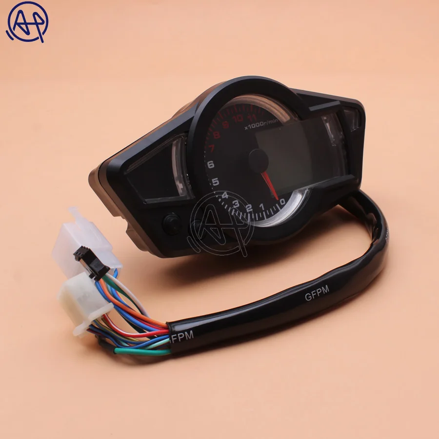 1set Black Universal Motorcycle LCD Speedometer Motorcycle Digital Odometer Speedometer Tachometer Fit For 2&4 Cylinders
