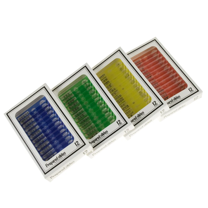 48 Kinds Plastic Prepared Microscope Slides of Animals Insects Plants Flowers Sample Specimens Biological Microscope