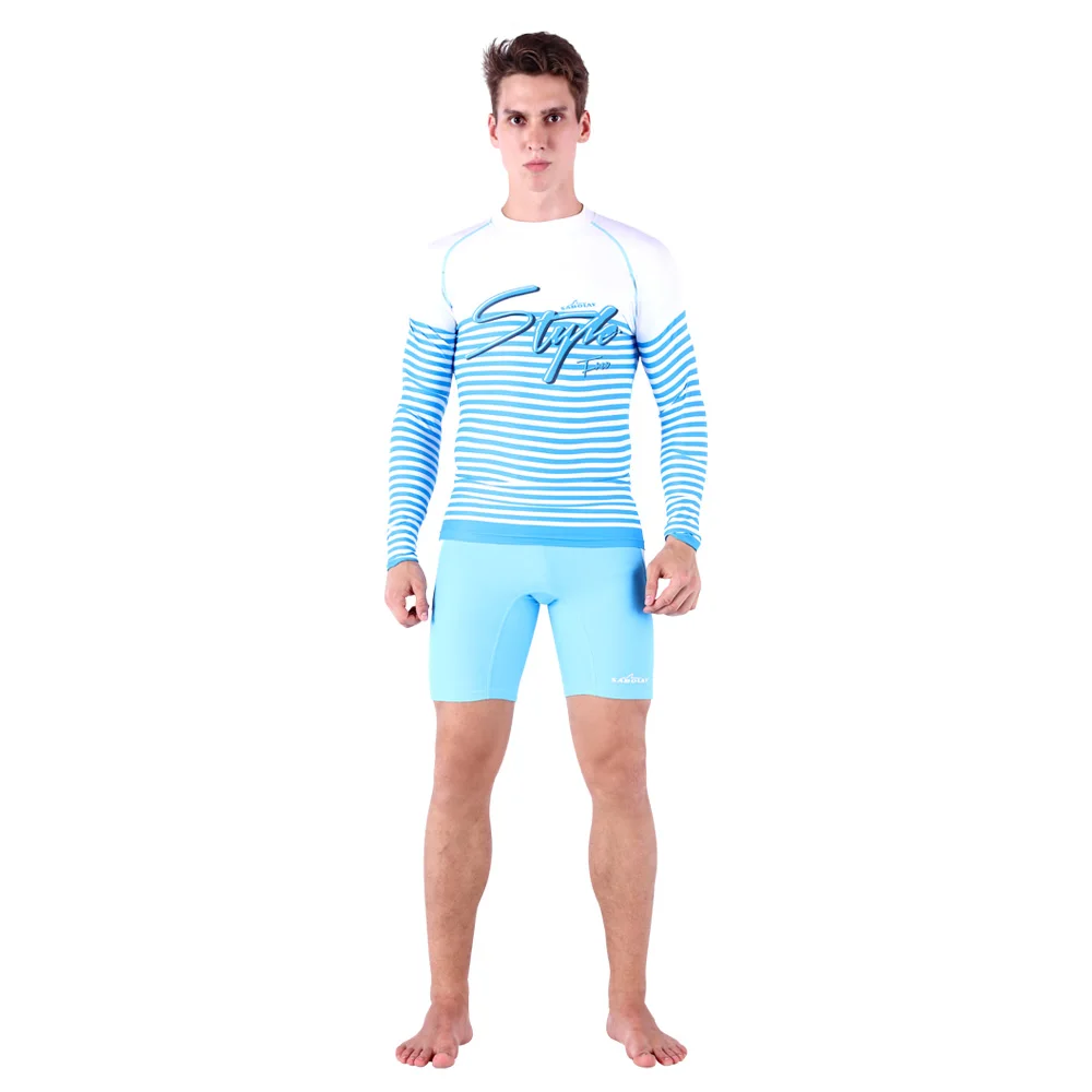 

SABOLAY Men Elastic Long Sleeves Swimwear Rashguard Surf Diving Shirt Swimsuit Spearfishing Kitesurf Rash Guard Dry