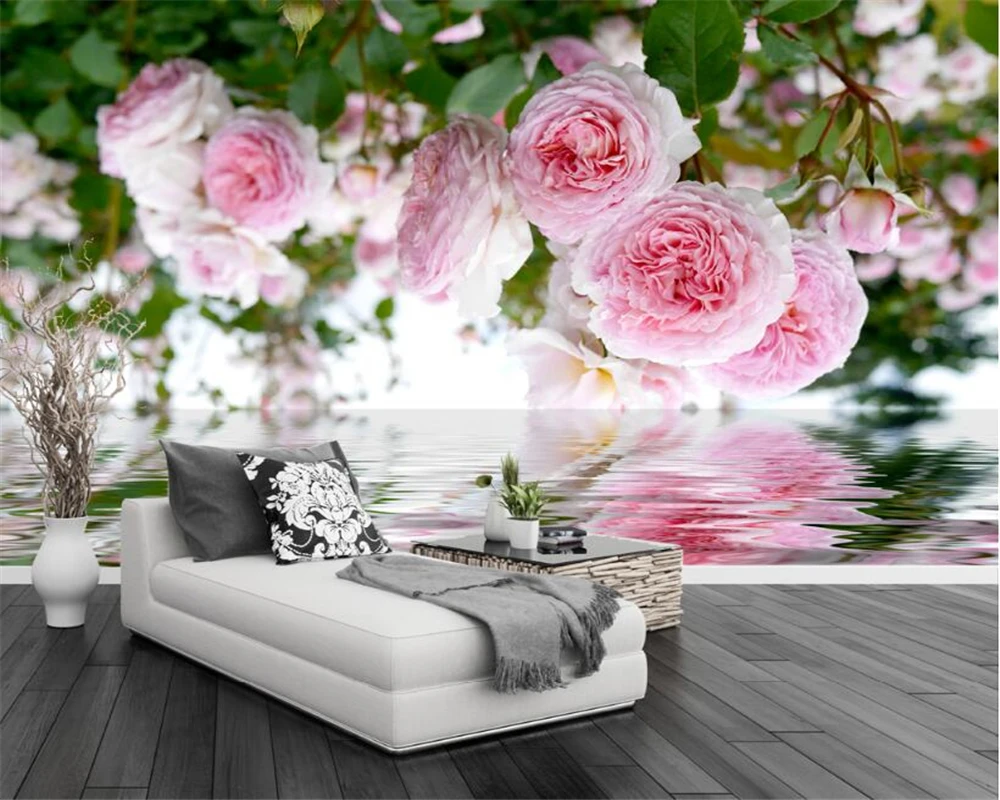 

Custom size 3d wallpaper Pink Rose Flower decorative Painting Home decoration Rose Rose background living room bedroom murals