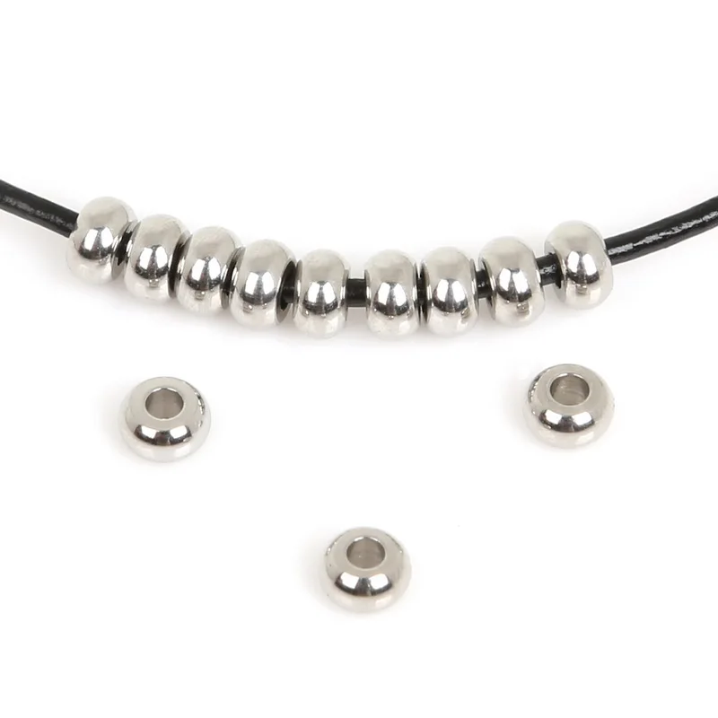 5 6 7 8 10mm Tone Stainless Steel Spacer Beads European ring Bead Fitting DIY Charm Bracelet For Men and Women Jewelry