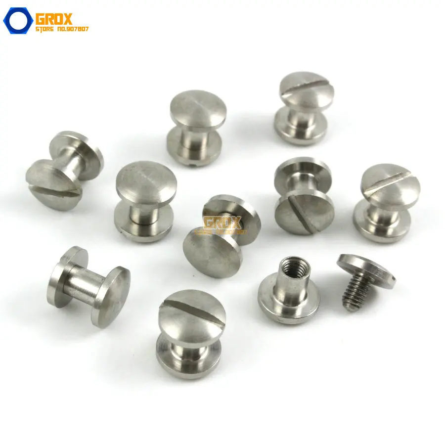 20 Set 8*5mm  304 Stainless Steel Rivet Chicago Screw for Leather Craft Cambered  Head