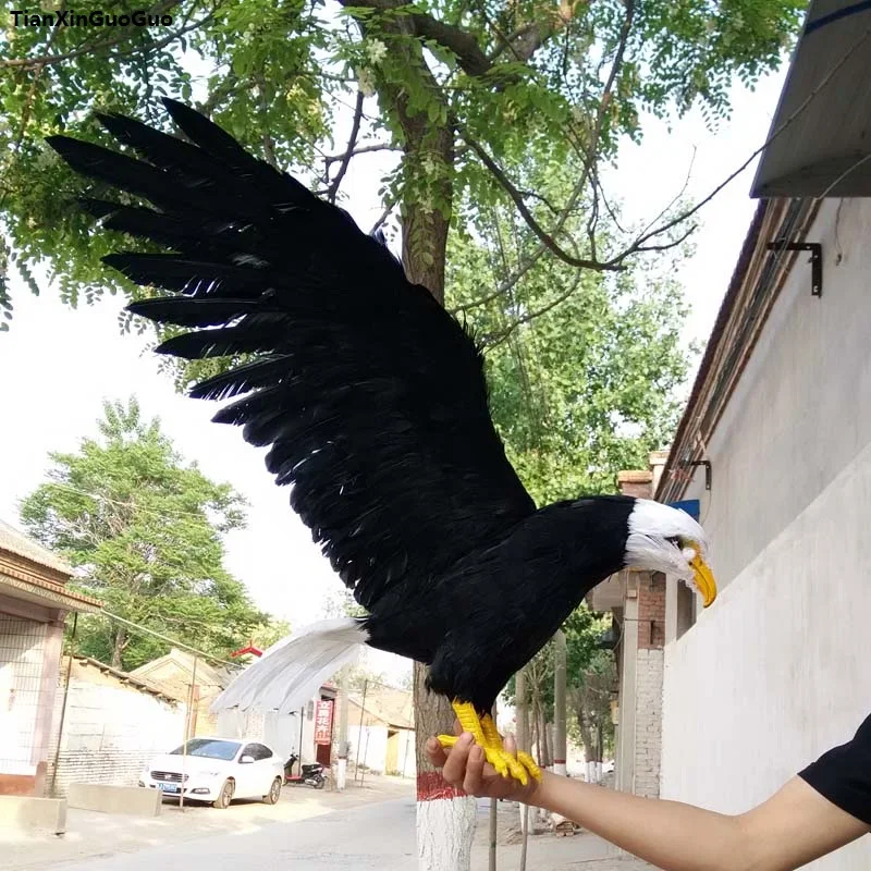 

large 45x100cm simulation eagle spreading wings bird model polyethylene&black feathers bird handicraft decoration s1114