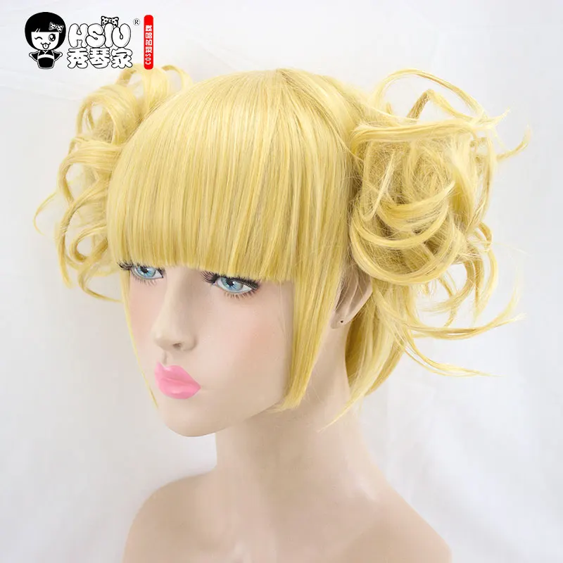 HSIU My Hero Academy cosplay Himiko Toga Wig Short blonde hair+Free Brand Rose Intranet