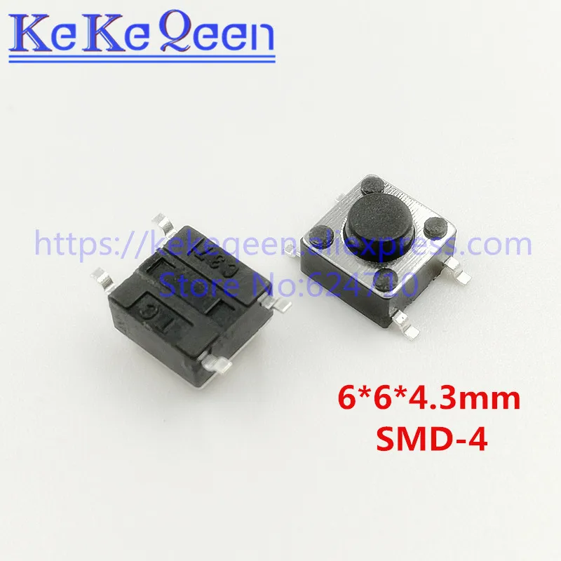 10PCS-100PCS 6*6*4.3MM 6x6x4.3mm SMD 4P Push Button Switches Tactile Switches Tact Switch Micro Switch