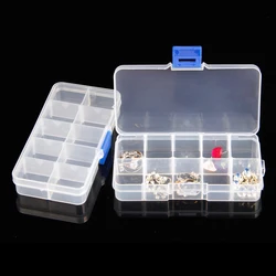 New Plastic 10 Slots Compartment Adjustable Jewelry Necklace Clear Storage Box Case Holder Craft Organizer Hot Sale Free Shiping