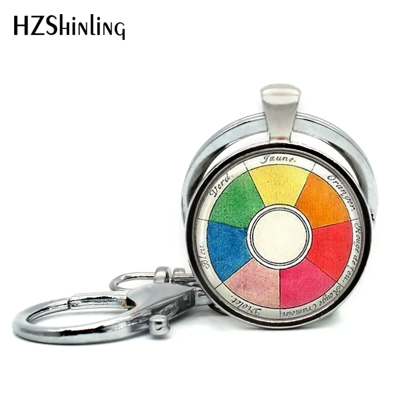 2017 New Arrival Artists Keychain Vintage Color Wheel Key Ring Round Key Fob Car Accessories for Art Teachers Students