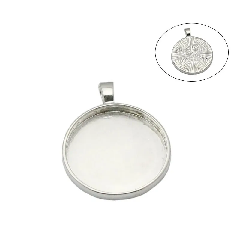 Beadsnice Round Bezel Pendant Setting 925 Sterling Silver Cabochon Base 25 mm Round Bezel Tray DIY Jewelry Bezel Cups ID 32637