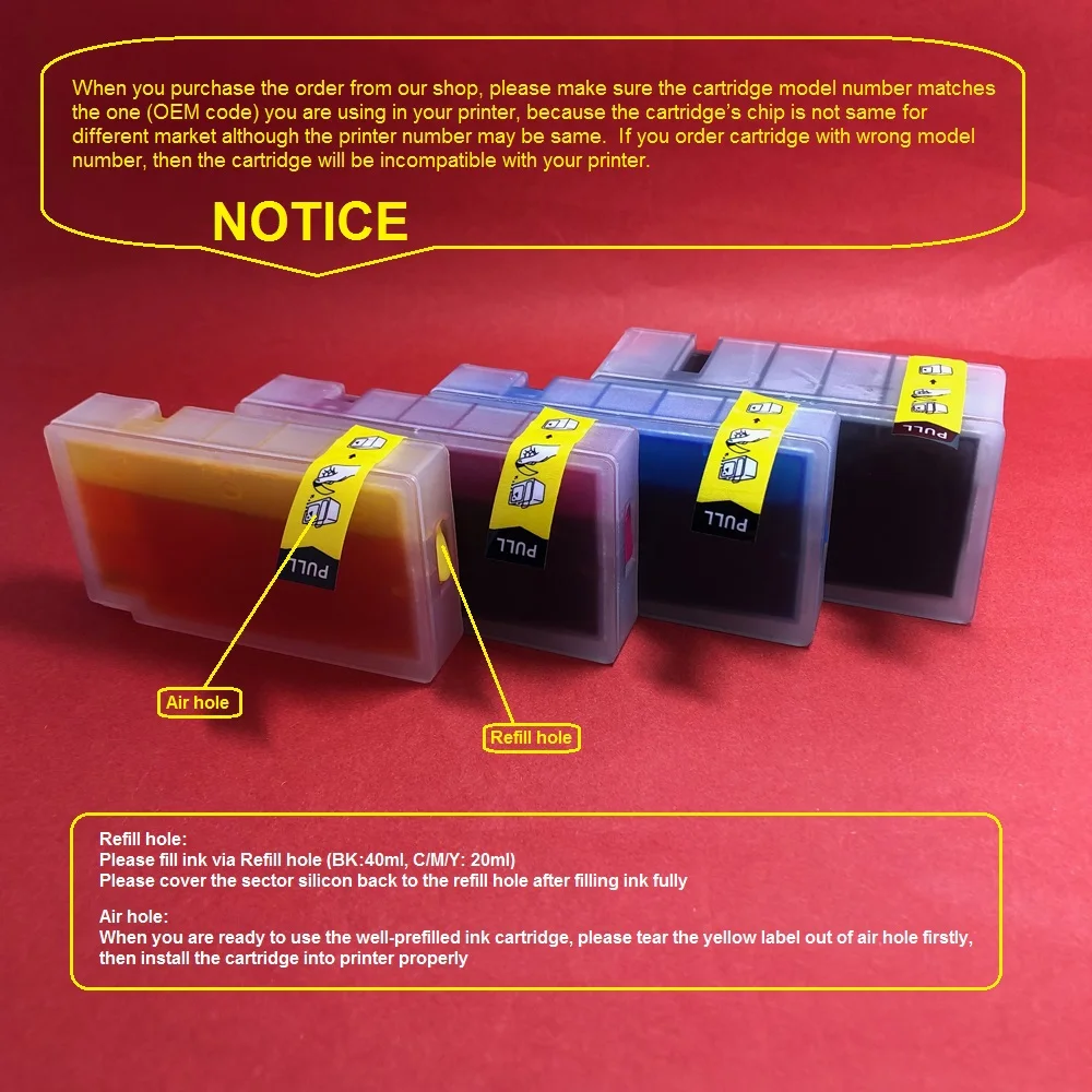 YOTAT (Dye ink) Refillable ink cartridge PGI-1300 PGI1300 for Canon MAXIFY MB2030 MB2330 MB2130 MB2730 printer