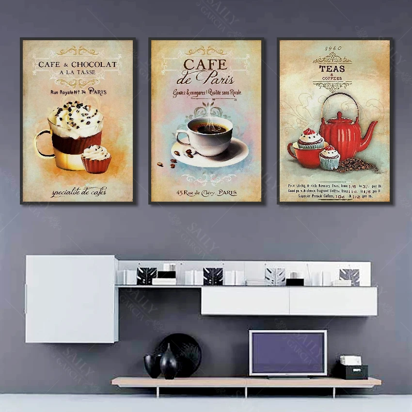 Nordic Poster Vintage Modern Minimalist Coffee Dessert Canvas painting Abstract Home Decoration Kitchen Wall Pictures No Frame