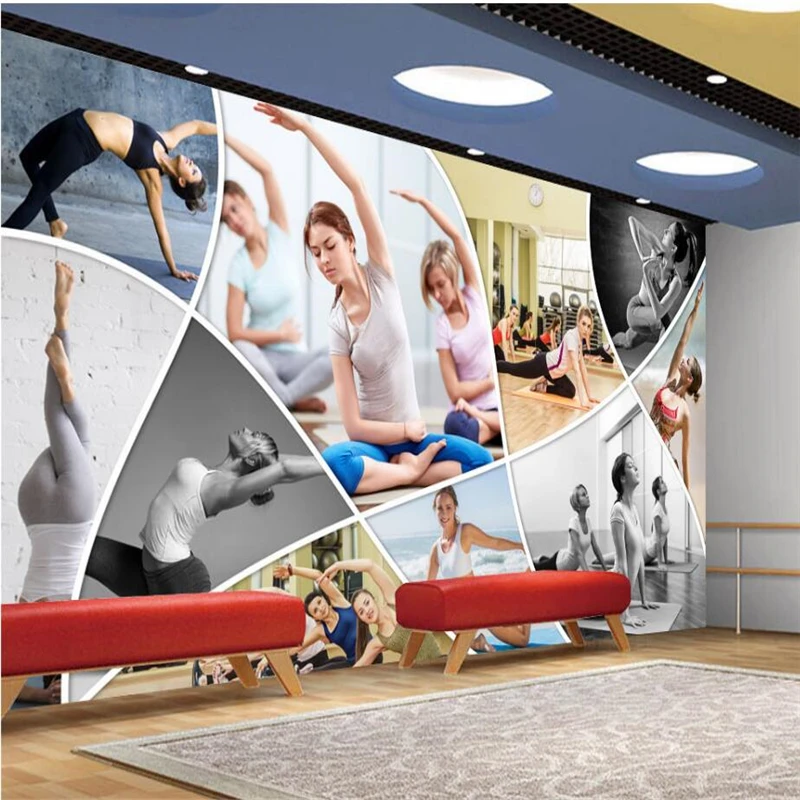 

beibehang HD fitness bodybuilding beauty yoga photo wall background wall custom large mural green wallpaper papel de parede