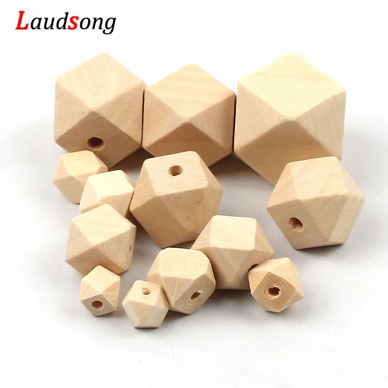 10/12/14/16/18/20/25/30mm Cheap Natural Unfinished Geometric DIY Loose Wooden Beads For Jewelry Wood Spacer Handmade Necklace