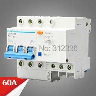 Free Shipping Two years Warranty NXBLE-63 DZ47LE-63 C60 3P 60A 3 pole ELCB RCD earth leakage circuit breaker  residual current