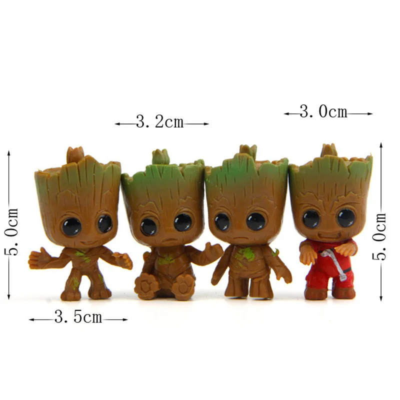 Kawaii Capsule toys 4pcs/set Disney Brinquedos Guardians Of Galaxy Baby groot Tree Model Action Figures toy for kids Xmas gift image 6