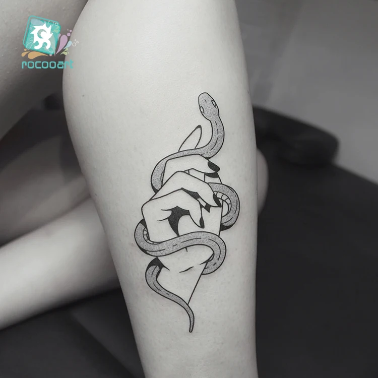 Rocooart 花ヘビフェイクタトゥーかわいいウサギ tatuajes tatuagem ダンス王 taty ボディーアート防水一時的なタトゥーステッカー