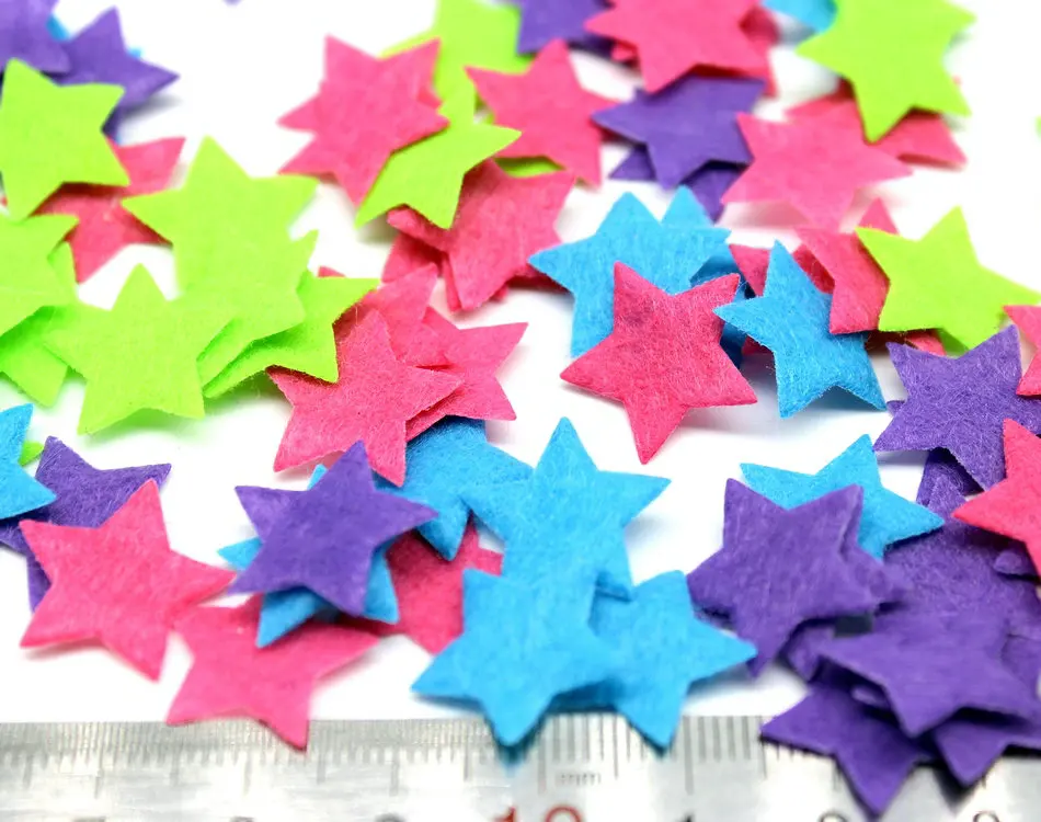 3000pcs mini small colorful random mix Felt Stars Pack, Die Cut Craft Embellishment 16mm