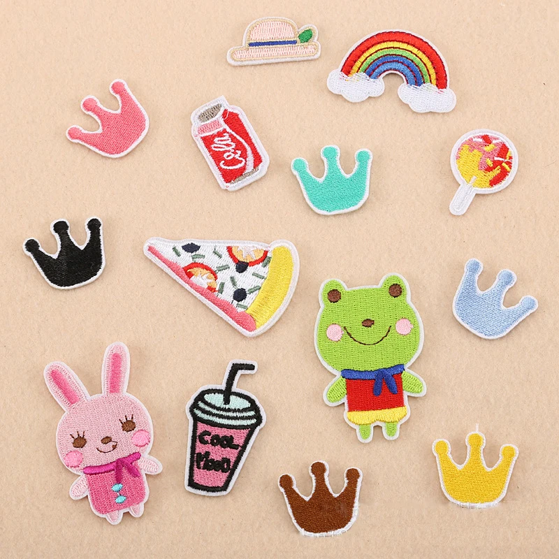 

Frog Crown Rainbow Embroidered Patch Iron On Patch Sewing Applique Clothes Patch Stickers Apparel Accessories