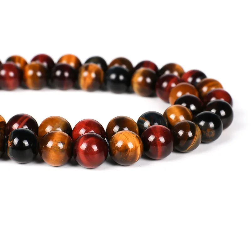مختلط ثلاثة ألوان عين النمر بوذا أساور الحجر الطبيعي الخرز المستديرة مرونة حبل الرجال النساء سوار لانخفاض الشحن #3
