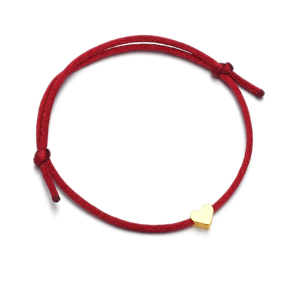 New Simple Mix Color Handmade Red Blue Elastric Rope Heart Bracelets for Women Men Trendy Adjustable Minimalist String Bracelet