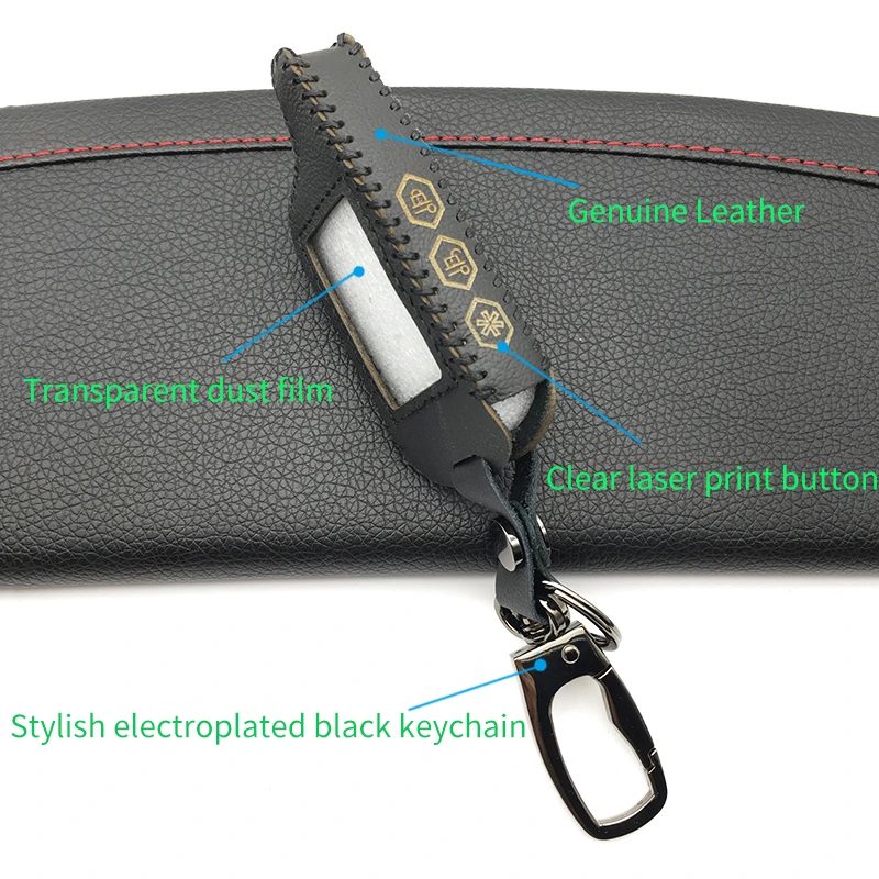 Starline A91 Leather Keychain Key Shell Case For Russian Version Starline A91 lcd Two-Way Remote Control Car Alarm System