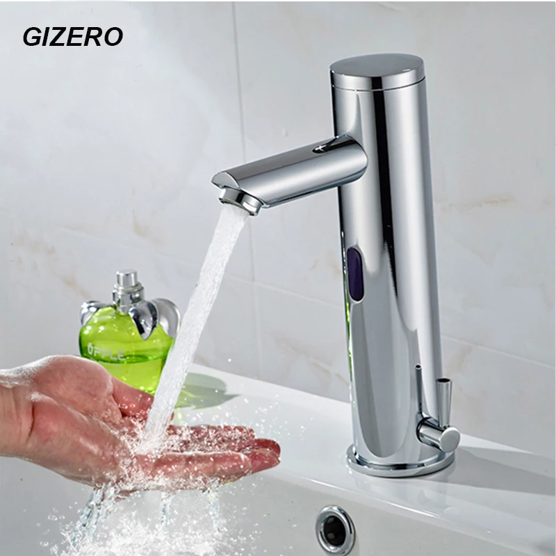 

Automatic Sensor Faucet Hot and Cold Water Deck Mounted DC Battery 6V Hands Free Touchless Basin Sensor Faucet ZR1034