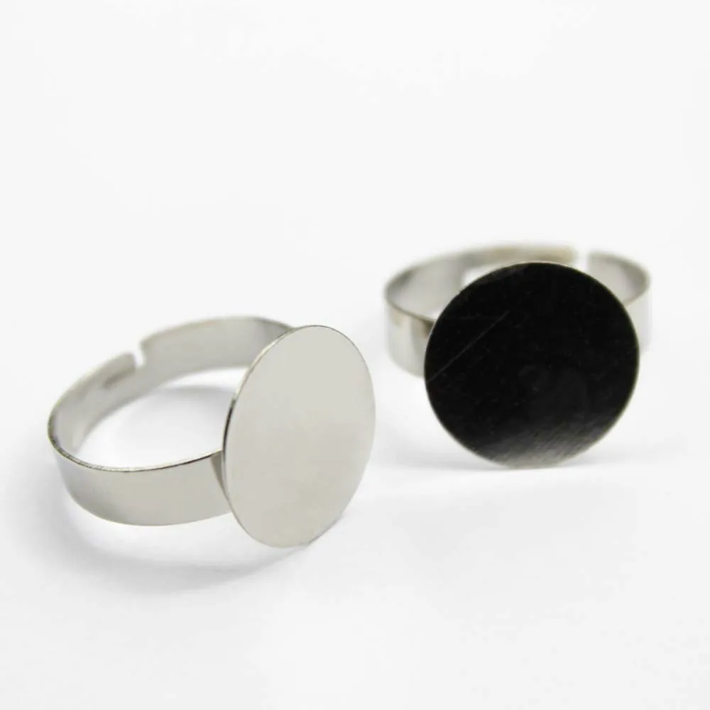 

20 шт 15 мм белый K покрытием регулируемое кольцо Установка Круглый Камея стекла заготовки под Кабошон База Diy ручной работы материал ювелирные изделия