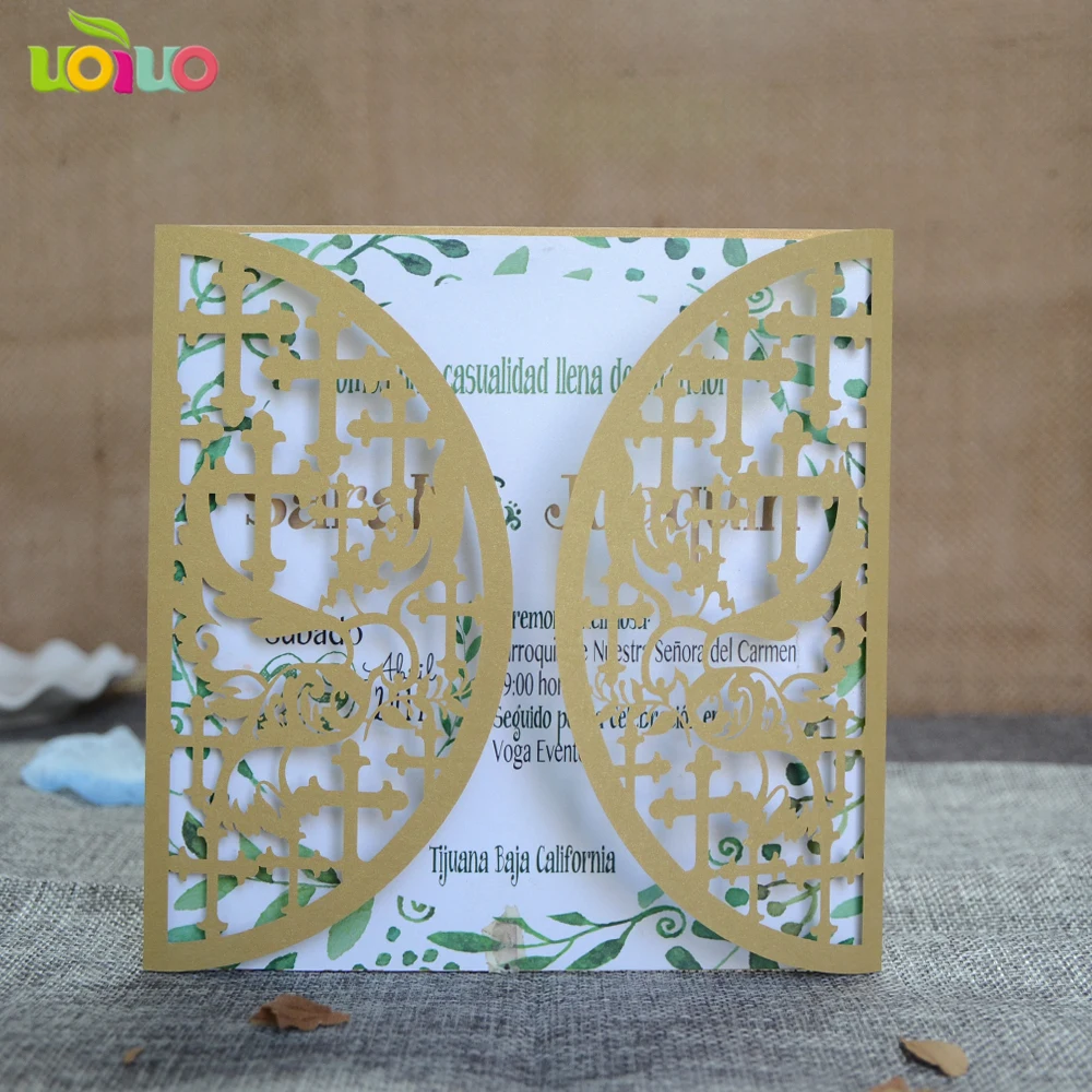 

50set inc123 glitter paper gold silver Business/Party/Birthday Laser invitation card with envelope,insert and seal