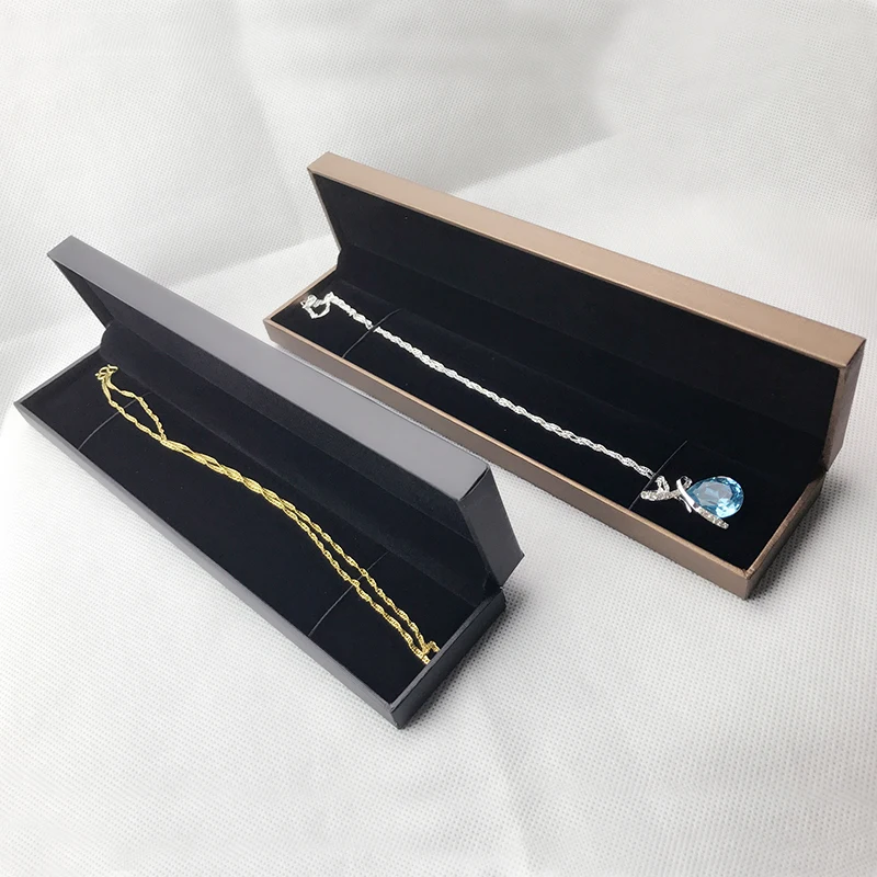 Brown / Black Leatherette Jewellery Presentation Box Gift for Wedding Engagement Necklace Pendant Chain Storage Organizer Case