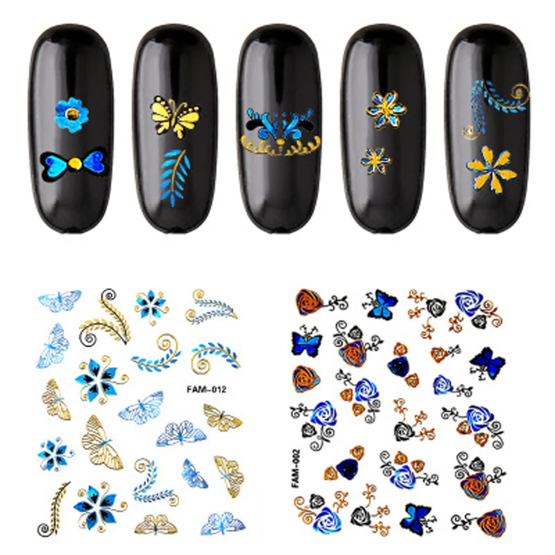 15 Ontwerp Bufferfly 3D Nagels Art Sticker Goud Zilver Lijm Nail Vinyls Nagel Stickers Diy Manicura Voor Decoracion Tips Beauty